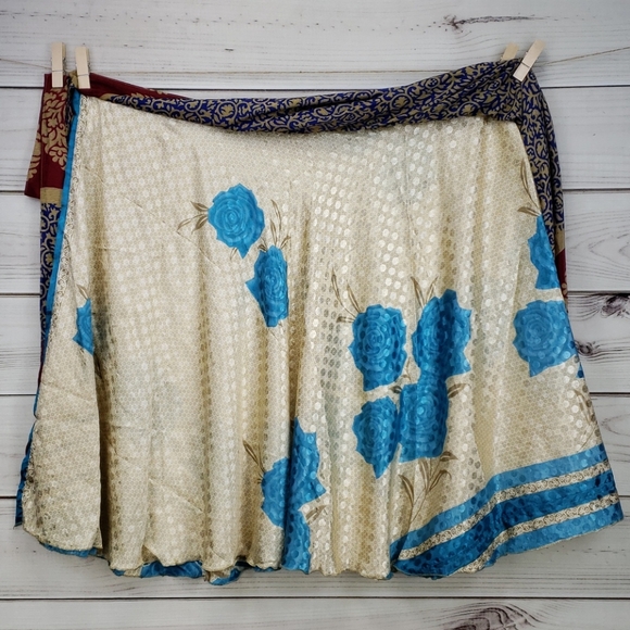 Darn Good Yarn Sari Silk Wrap Skirt Tea XL/Plus - Picture 6 of 16
